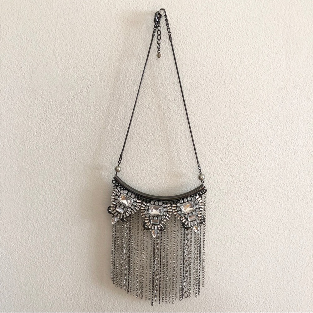 Rhinestone drop chain statement Necklace
